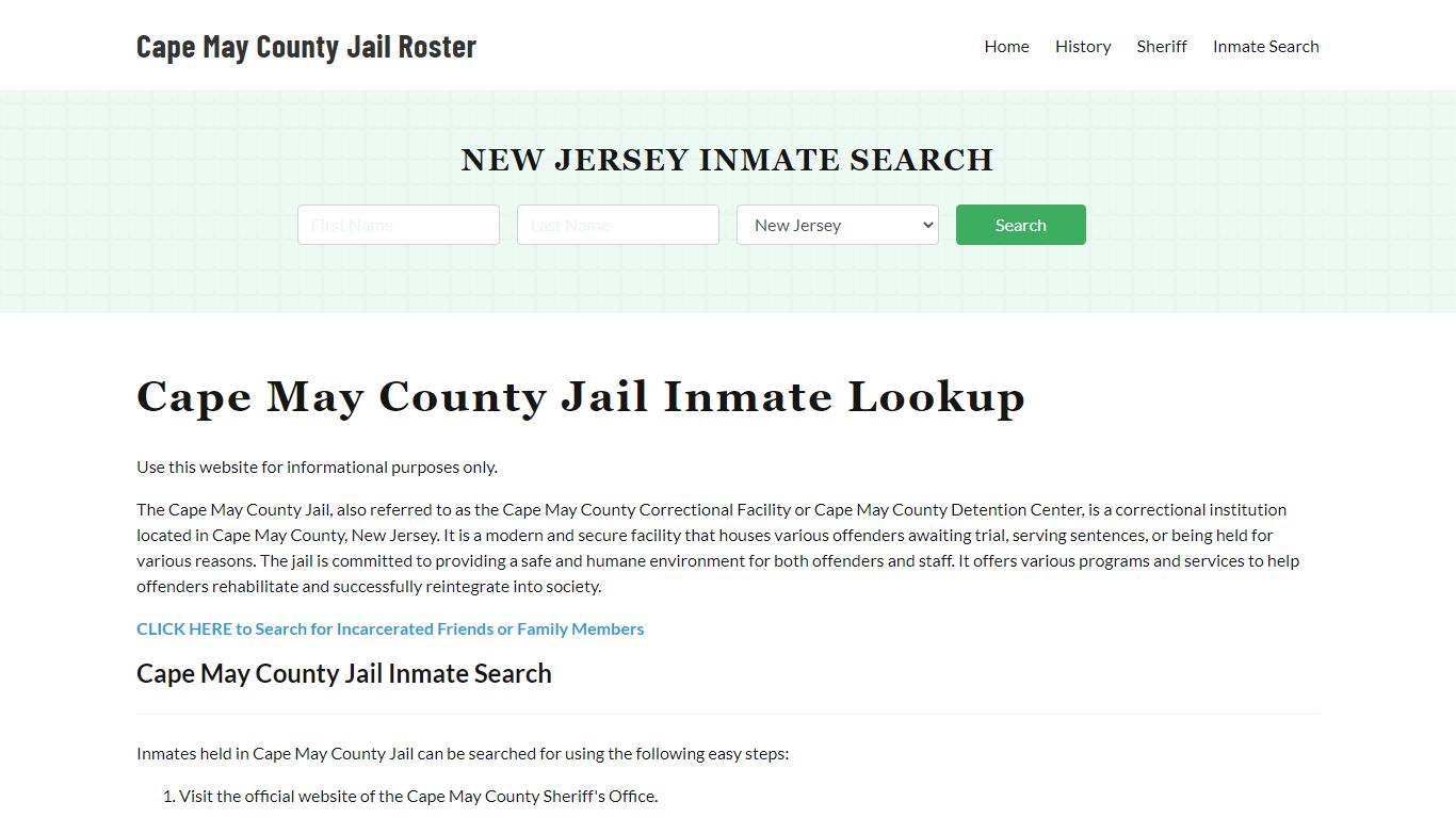 Cape May County Jail Roster Lookup, NJ, Inmate Search