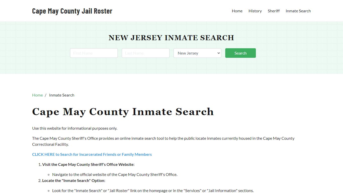 Cape May County, NJ Detainee Lookup