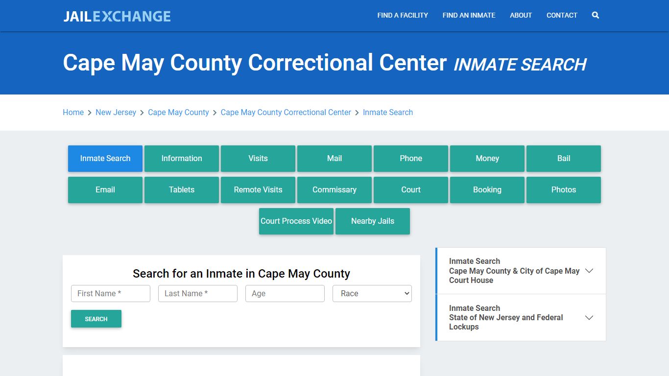 Cape May County Correctional Center Inmate Search - Jail Exchange