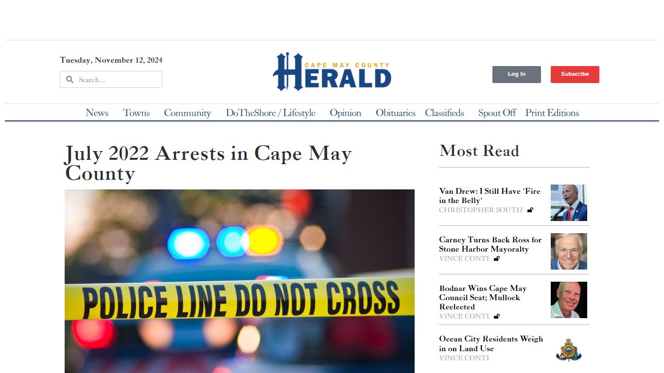 July 2022 Arrests in Cape May County