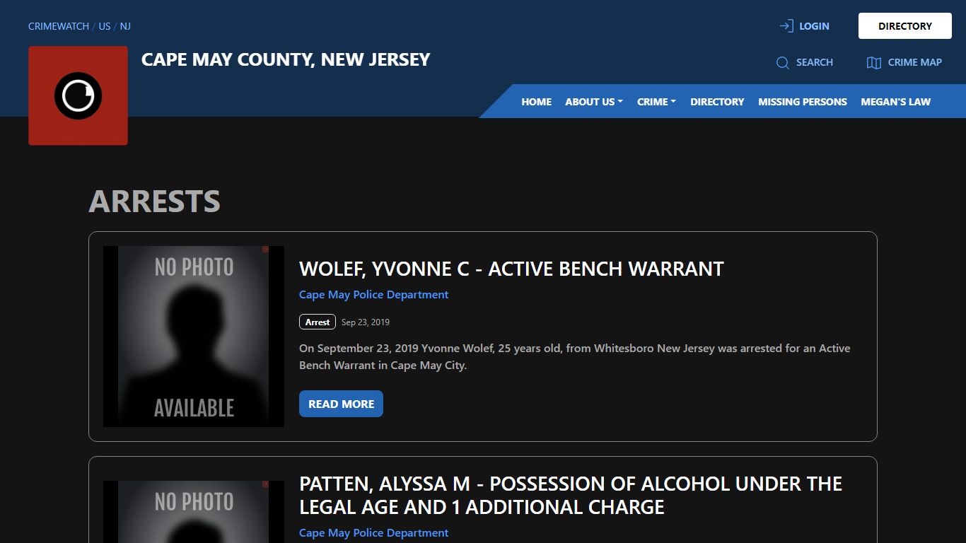 Arrests for Cape May County, New Jersey | CRIMEWATCH